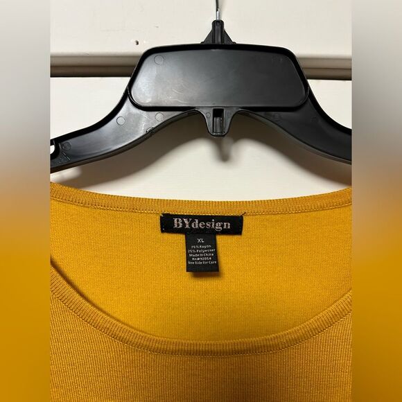 By Design Mustard Sweater 3/4 Sleeve Tie Side (642) - Picture 4 of 4